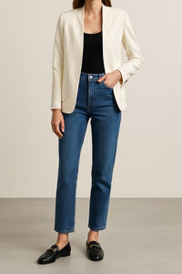 ✨ Modern Open-Front Harvé Benard Blazer – Buttery Soft Ivory Stretch ✨
